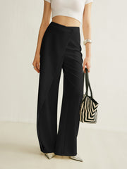 Women's Wide Leg Pants High Waist Asymmetric Wrap Front