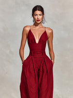 Load image into Gallery viewer, Women's Jumpsuit Deep V Neck Sleeveless Wide Leg Relaxed Formal Style
