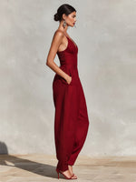 Load image into Gallery viewer, Women's Jumpsuit Deep V Neck Sleeveless Wide Leg Relaxed Formal Style
