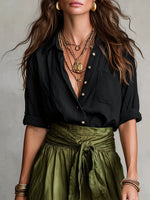 Load image into Gallery viewer, Women's Maxi Skirt Set Button Front Shirt Tie Waist Relaxed Two Piece Style
