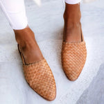 Load image into Gallery viewer, Women's Sandals Woven Leather Pointed Toe Slingback Flat Style
