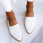 Load image into Gallery viewer, Women's Sandals Woven Leather Pointed Toe Slingback Flat Style
