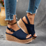 Load image into Gallery viewer, Women's Platform Sandals Leopard Print Buckle Strap Wedge Style
