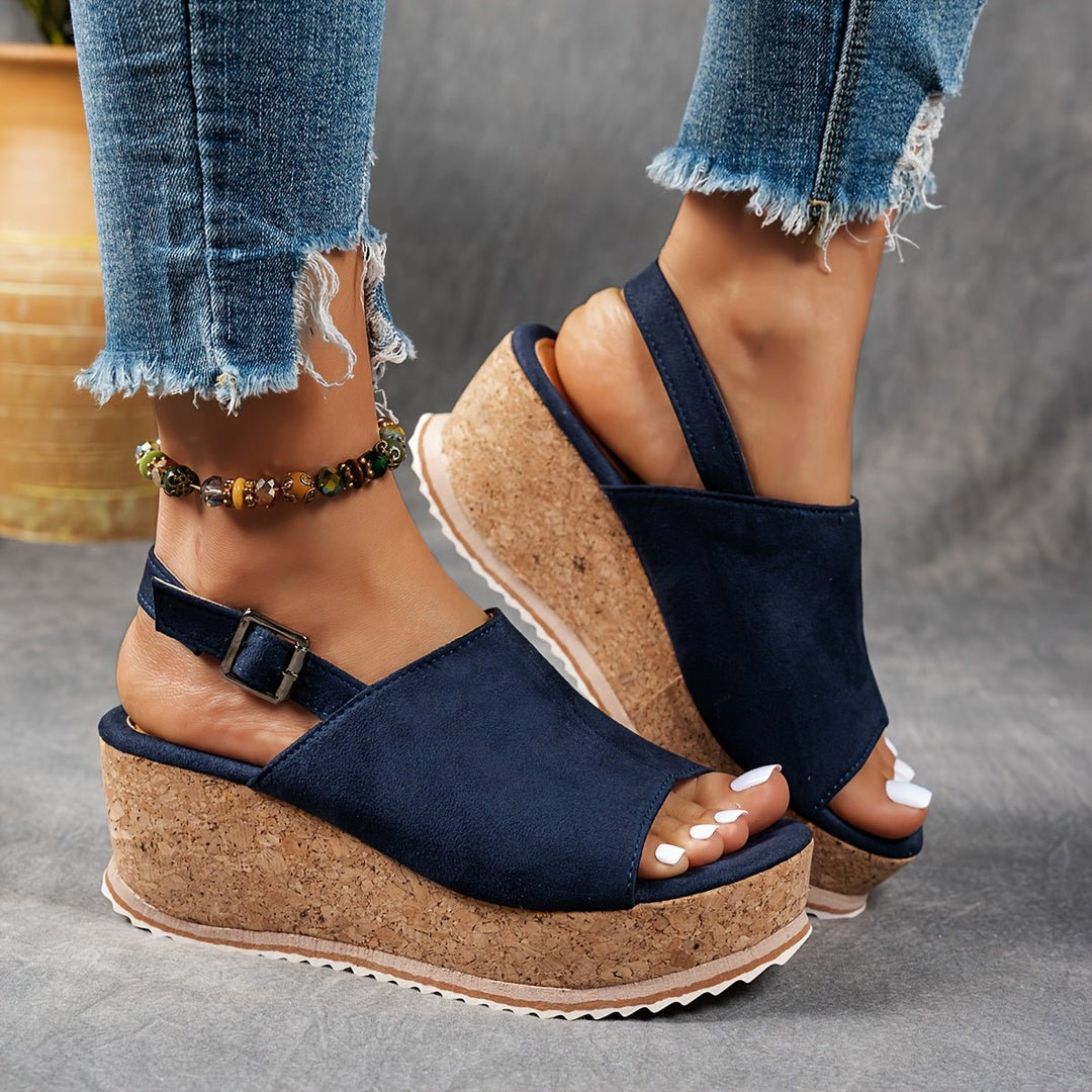 Women's Platform Sandals Leopard Print Buckle Strap Wedge Style