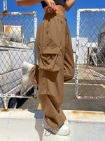 Load image into Gallery viewer, Effortless Cargo Pants for Women with Elastic Waist Wide Leg Pockets Casual Streetwear Style
