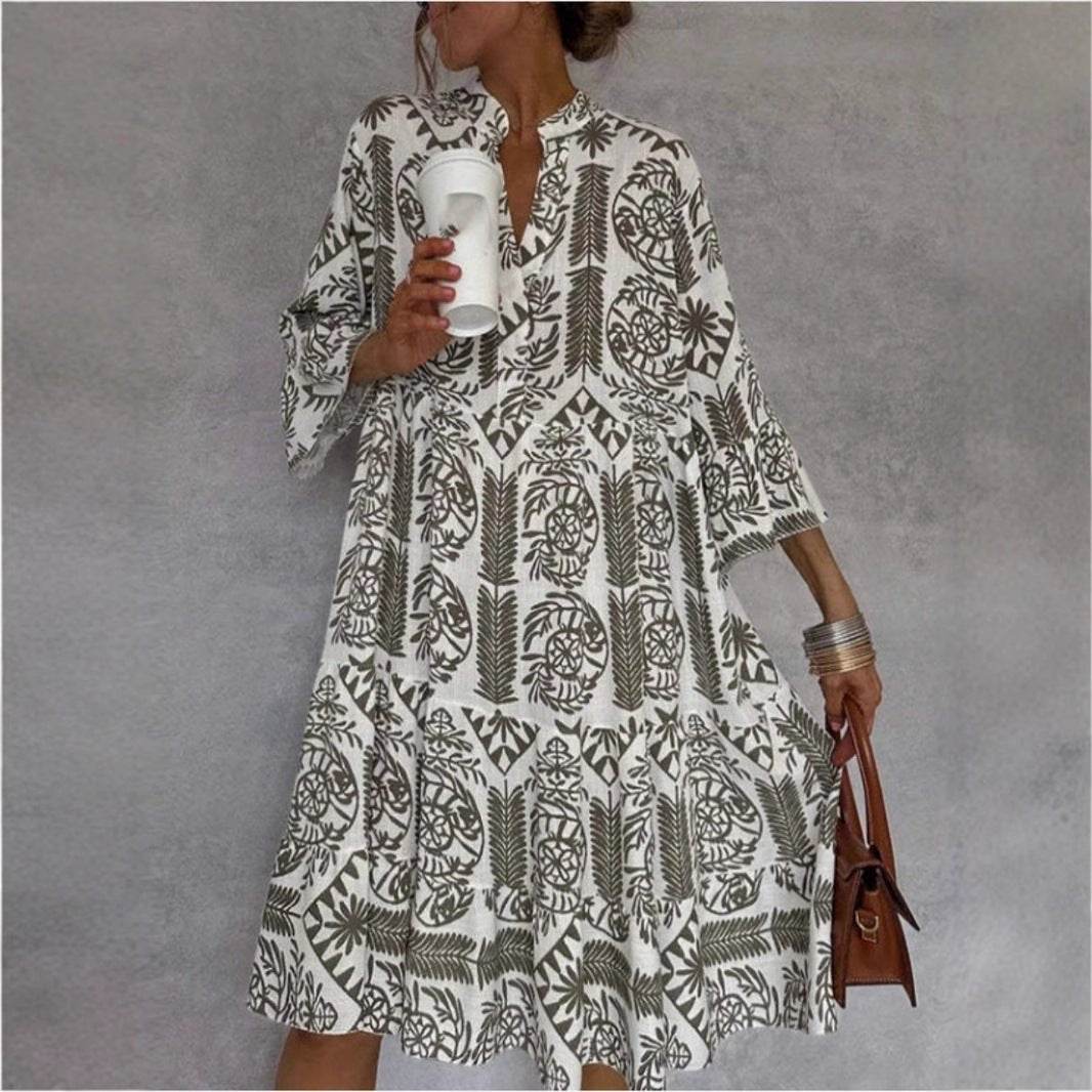Women's Floral Sundress Tiered Skirt Boho Tunic Style
