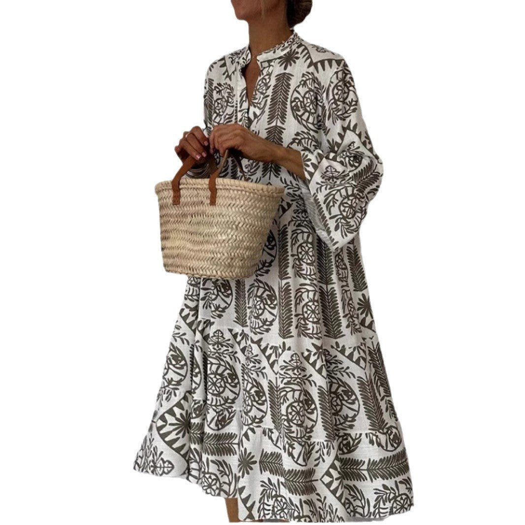Women's Floral Sundress Tiered Skirt Boho Tunic Style