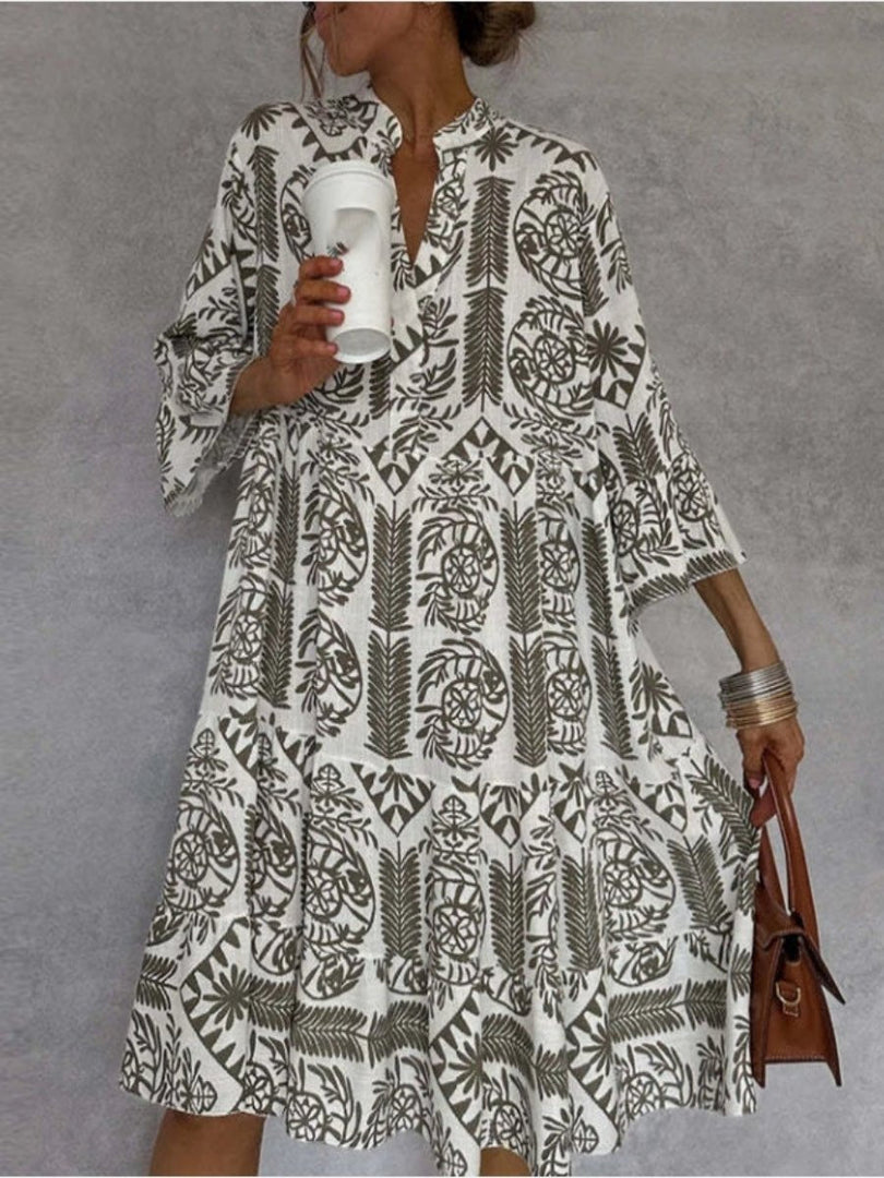 Women's Floral Sundress Tiered Skirt Boho Tunic Style