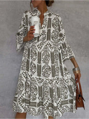 Women's Floral Sundress Tiered Skirt Boho Tunic Style