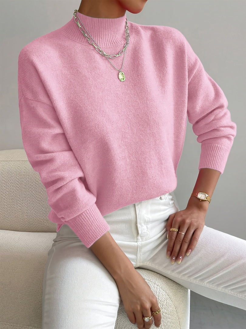 Women's Sweaters Mock Turtleneck Relaxed Fit Long Sleeve