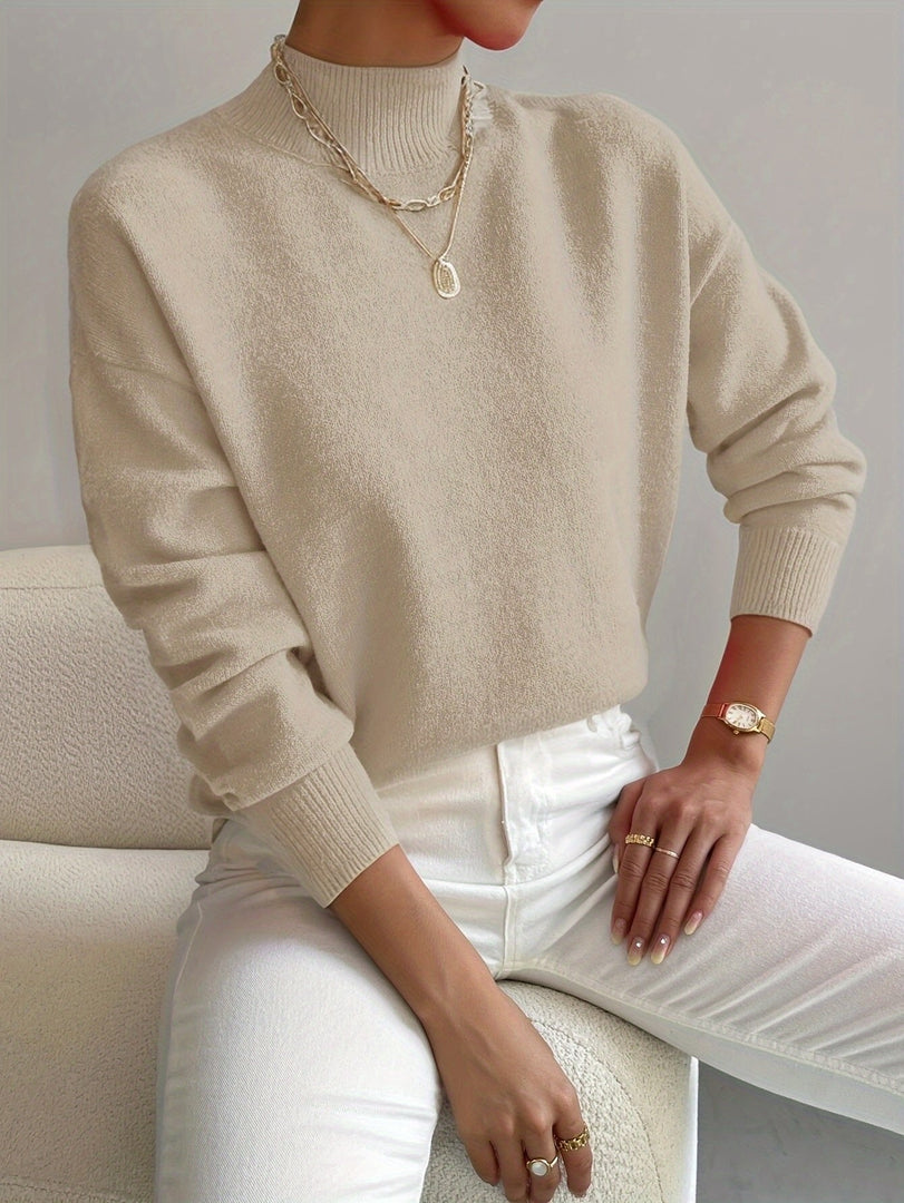 Women's Sweaters Mock Turtleneck Relaxed Fit Long Sleeve