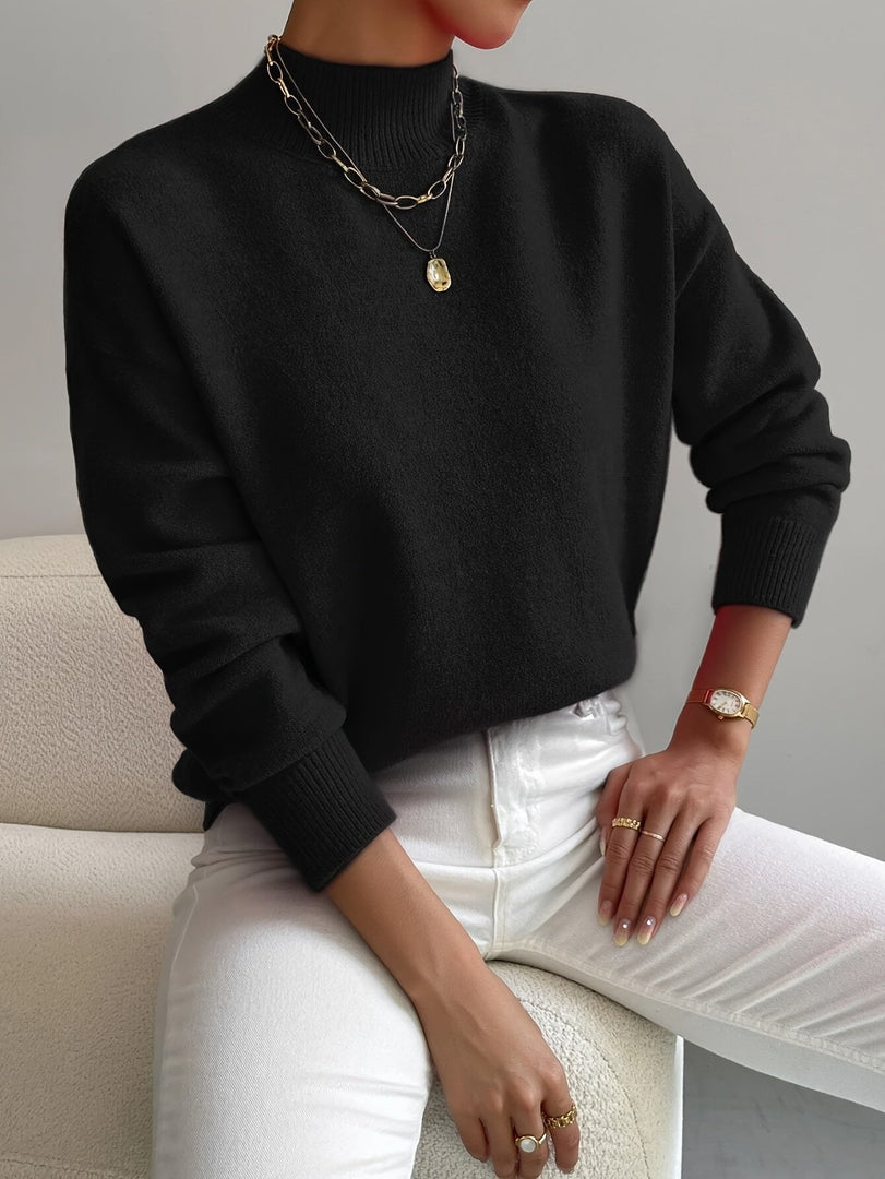 Women's Sweaters Mock Turtleneck Relaxed Fit Long Sleeve