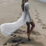 Load image into Gallery viewer, Women's White Maxi Dress Open Back Flowy Kimono Tunic Cover-Up Style
