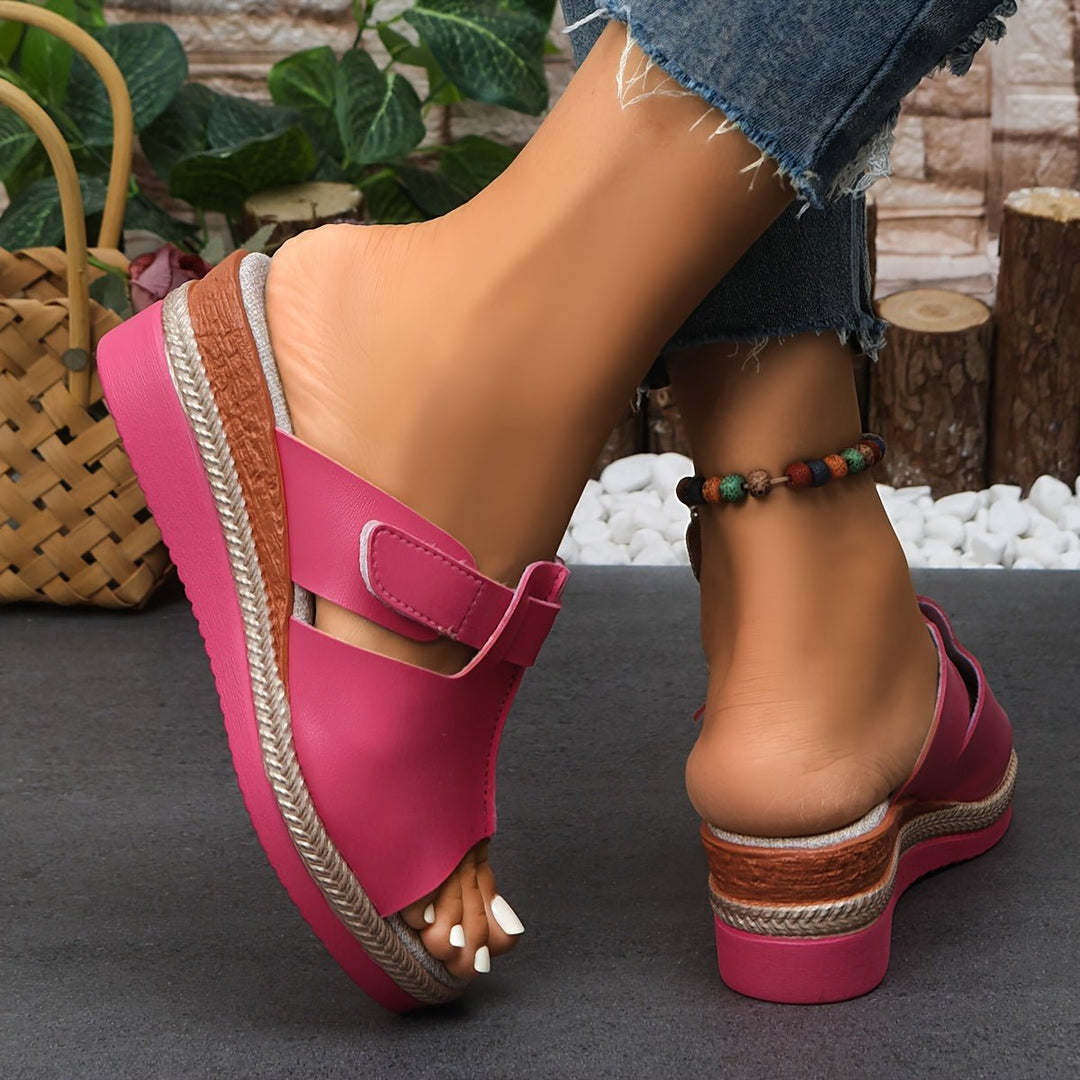 Comfortable Platform Sandals for Women with Open Toe Wedge Hook Loop Strap