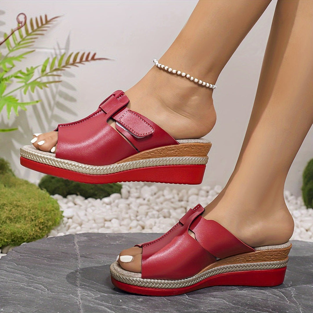 Comfortable Platform Sandals for Women with Open Toe Wedge Hook Loop Strap