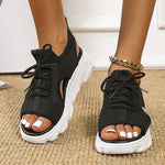 Load image into Gallery viewer, Women's Platform Sandals Lace Up Cutout Open Toe Style
