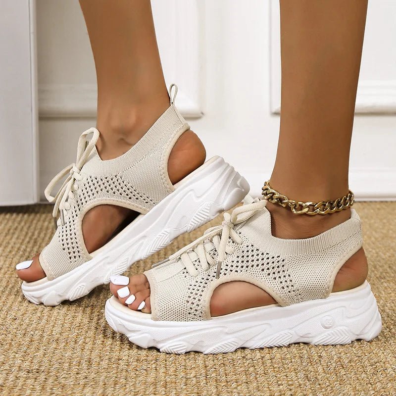 Women's Platform Sandals Lace Up Cutout Open Toe Style