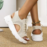 Load image into Gallery viewer, Women's Platform Sandals Lace Up Cutout Open Toe Style
