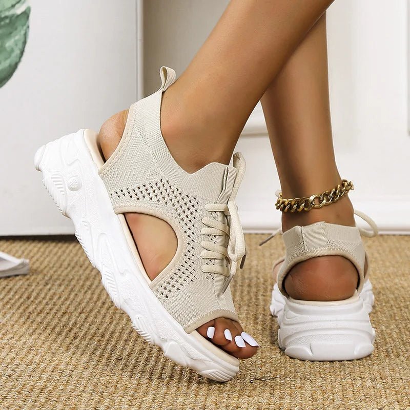 Women's Platform Sandals Lace Up Cutout Open Toe Style