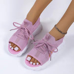 Load image into Gallery viewer, Women's Platform Sandals Lace Up Cutout Open Toe Style
