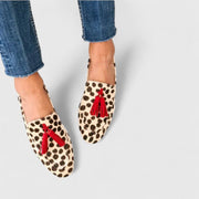 Women's Beige Mules Animal Print Tassel Slip On Style