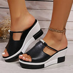 Load image into Gallery viewer, Women's Wedge Sandals Cutout Strap Platform Open Toe Style
