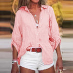 Load image into Gallery viewer, Women's Linen Blouses Collar Long Sleeve Button Front Relaxed Casual Style

