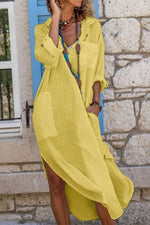 Load image into Gallery viewer, Women's Linen Midi Dress Oversized Shirt Dress Boho Evening Style
