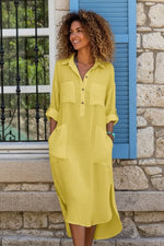 Load image into Gallery viewer, Women's Linen Midi Dress Oversized Shirt Dress Boho Evening Style
