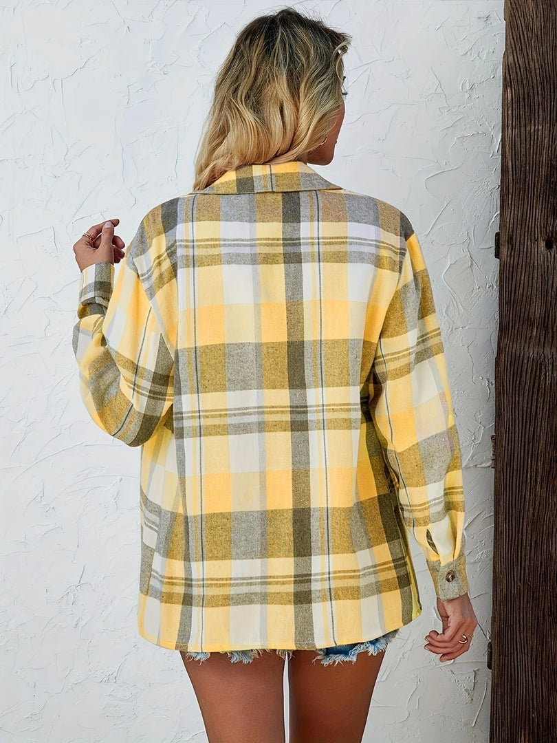 Women's Plaid Flannel Cardigan Sweater Open Front Oversized Long Sleeve Shirt