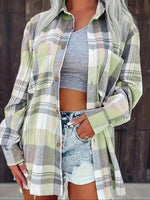 Load image into Gallery viewer, Women's Plaid Flannel Cardigan Sweater Open Front Oversized Long Sleeve Shirt
