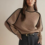 Load image into Gallery viewer, Women's Sweaters Oversized Turtleneck Colorblock Knit Style
