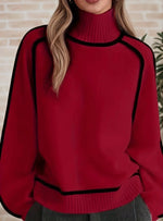Load image into Gallery viewer, Women's Sweaters Oversized Turtleneck Colorblock Knit Style
