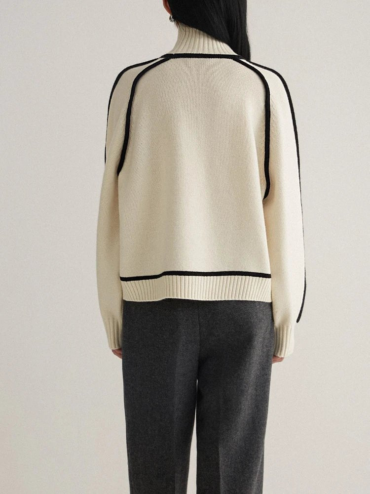 Women's Sweaters Oversized Turtleneck Colorblock Knit Style