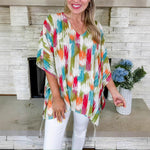 Load image into Gallery viewer, Women's Colorful Tunics Oversized V-Neck Abstract Print Boho Style
