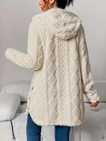 Load image into Gallery viewer, Women's Cardigan Sweater Plush Hooded Button-Front Long Style
