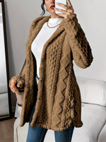 Load image into Gallery viewer, Women's Cardigan Sweater Plush Hooded Button-Front Long Style
