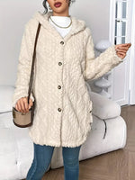 Load image into Gallery viewer, Women's Cardigan Sweater Plush Hooded Button-Front Long Style

