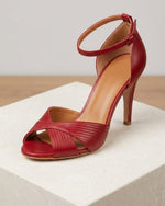 Load image into Gallery viewer, Women's Red Stiletto Heel Sandals Ankle Strap Comfortable Sandals
