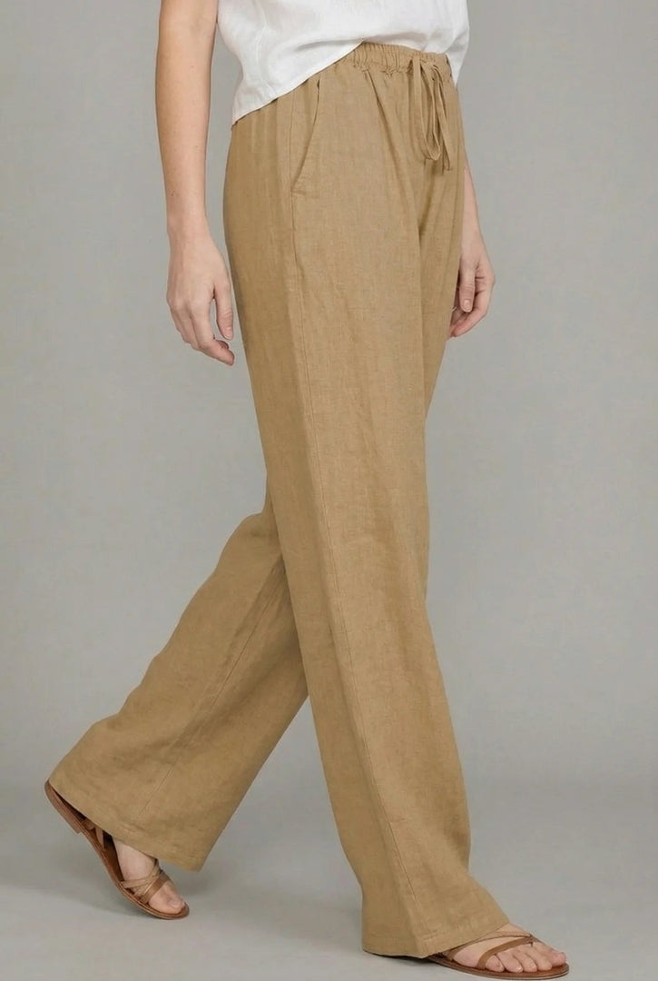 Women's Linen Wide Leg Pants High Waist Drawstring