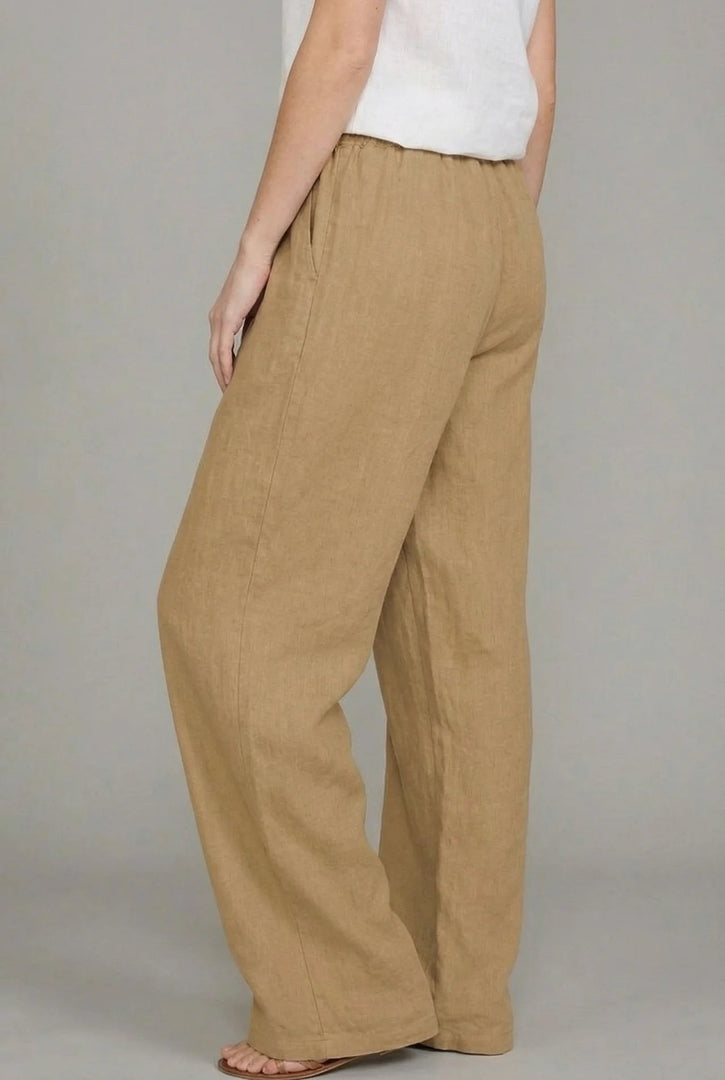 Women's Linen Wide Leg Pants High Waist Drawstring