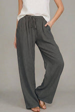Load image into Gallery viewer, Women's Linen Wide Leg Pants High Waist Drawstring
