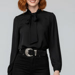 Load image into Gallery viewer, Women's Blouses Bow Tie Neck Long Sleeve Relaxed Fit
