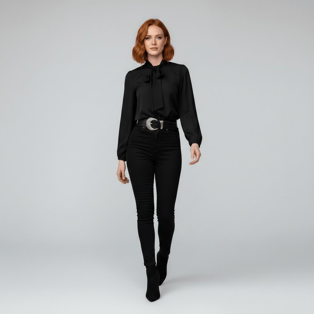 Women's Blouses Bow Tie Neck Long Sleeve Relaxed Fit