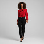 Load image into Gallery viewer, Women's Blouses Bow Tie Neck Long Sleeve Relaxed Fit
