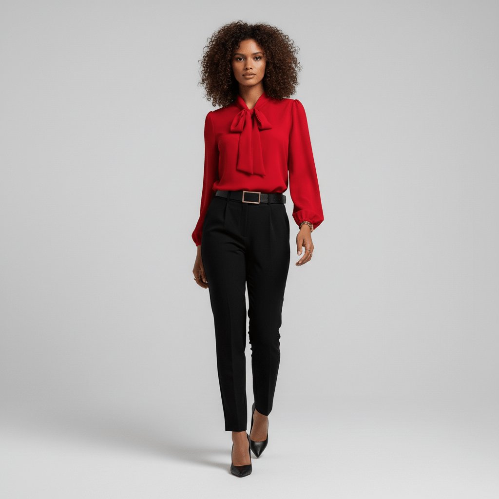 Women's Blouses Bow Tie Neck Long Sleeve Relaxed Fit