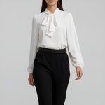 Load image into Gallery viewer, Women's Blouses Bow Tie Neck Long Sleeve Relaxed Fit
