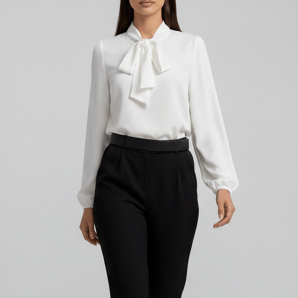 Women's Blouses Bow Tie Neck Long Sleeve Relaxed Fit