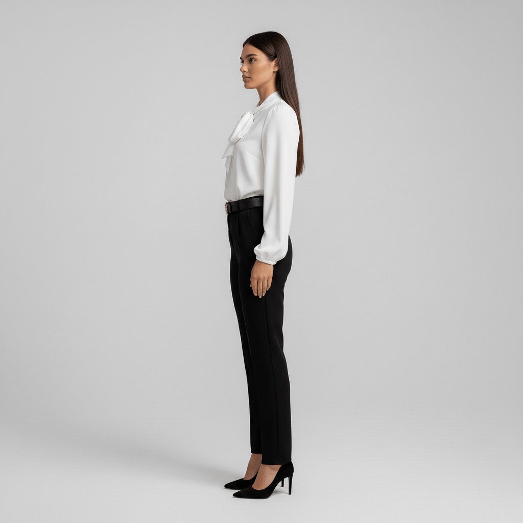 Women's Blouses Bow Tie Neck Long Sleeve Relaxed Fit