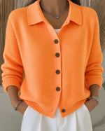 Load image into Gallery viewer, Women's Cardigan Sweater Polo Collar Button Front Knit Style
